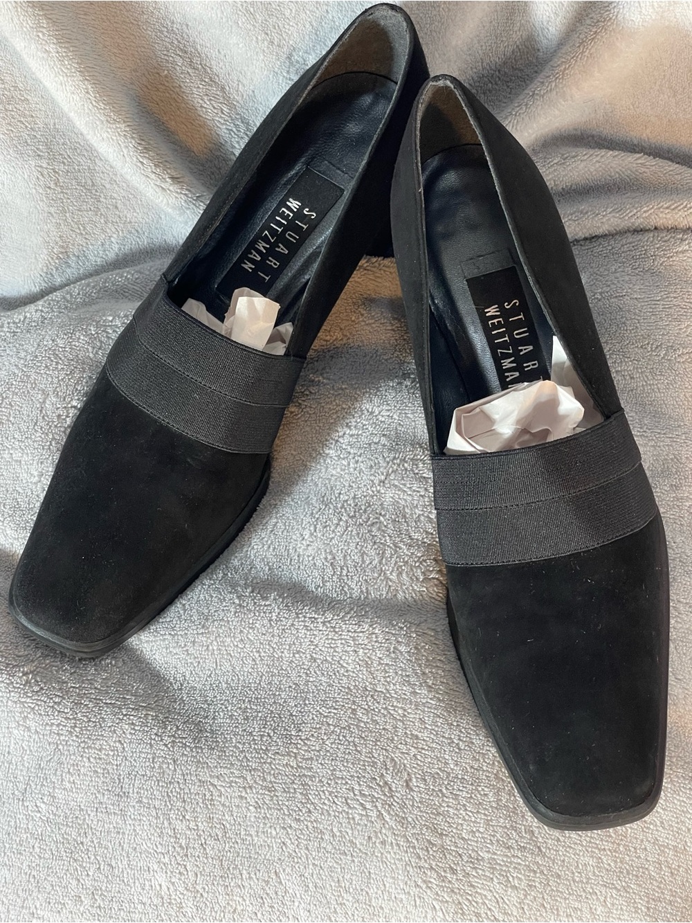 Stuart Weitzman Black Suede with Peau de Soie Evening Shoe